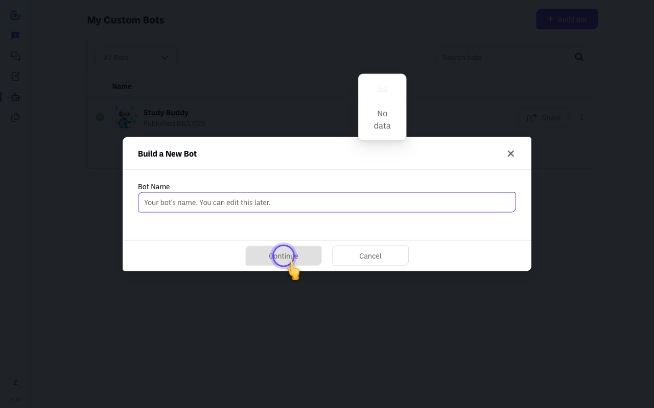 build bot name dialog