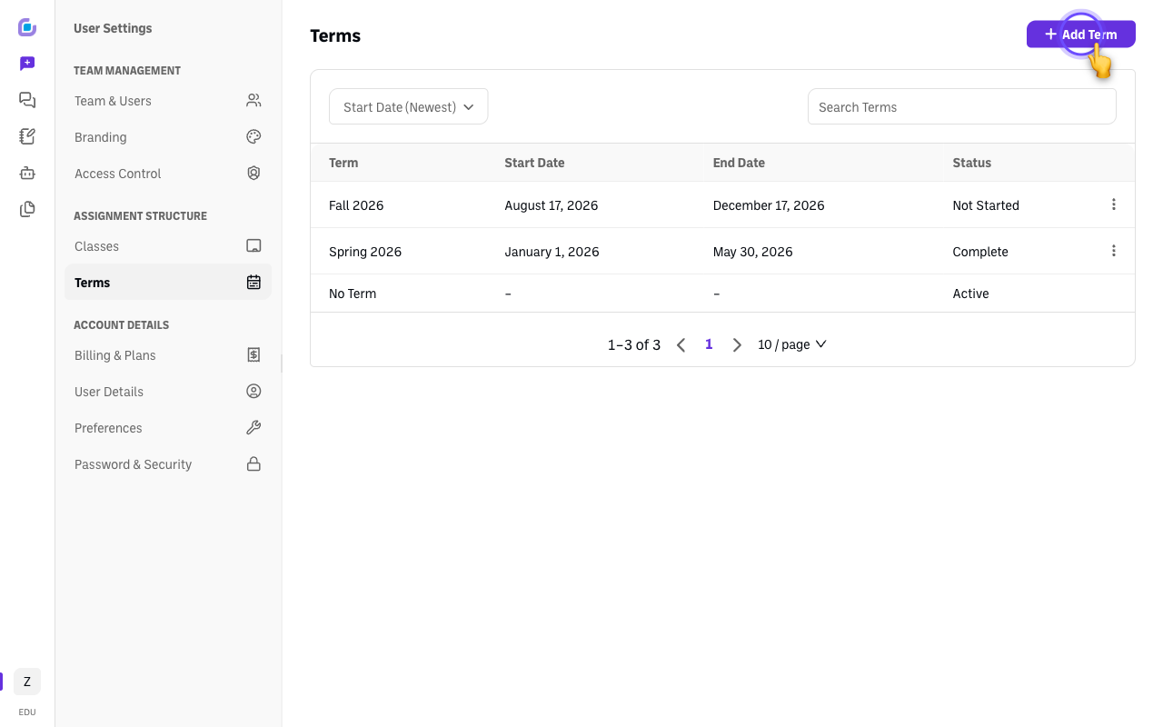 settings terms